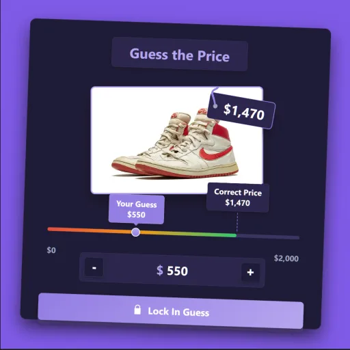 Screenshot of Guess The Price shopping game mode